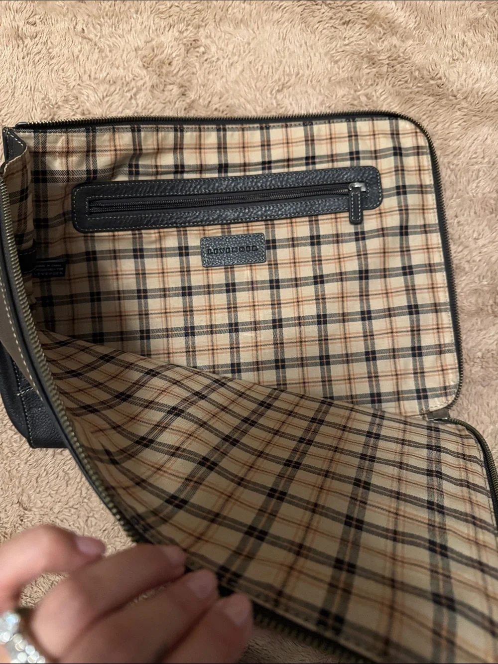 Levenger Black Pebbled Leather Zip Portfolio Organizer